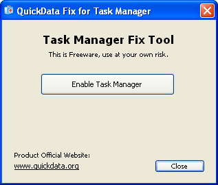 QuickData Fix for Task Manager re-enables task manager in Windows XP, Vista & Win 7 