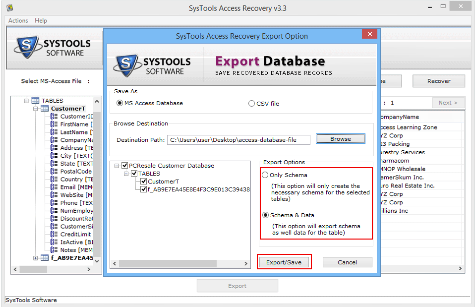 save exported database
