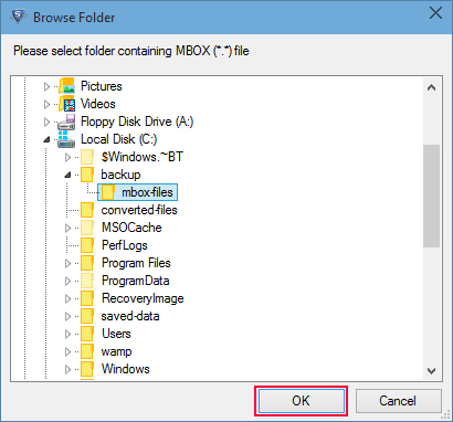 select folder containing files