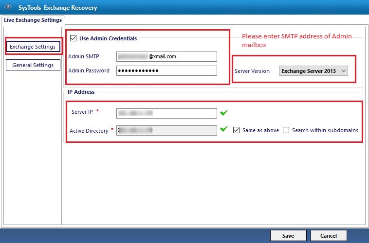 insert exchange credentials