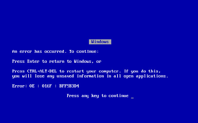 Why is Blue Screen of Death Error in Windows 95