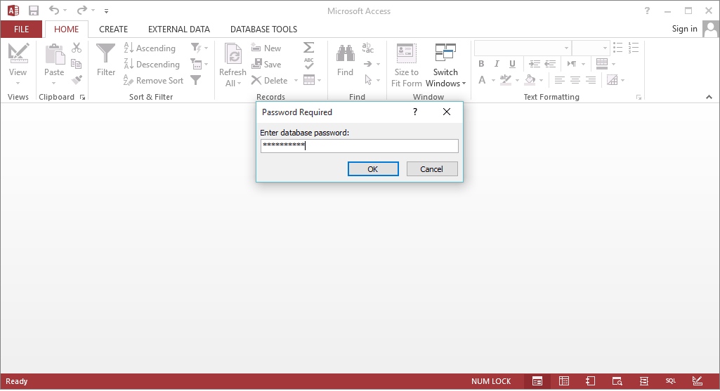 ms access password complexity code