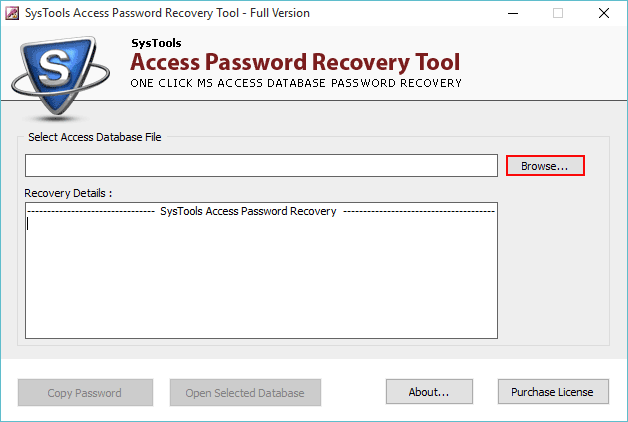 access password recovery software interface