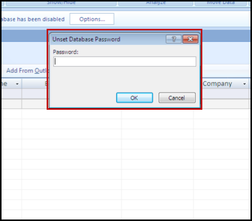 unset access database password