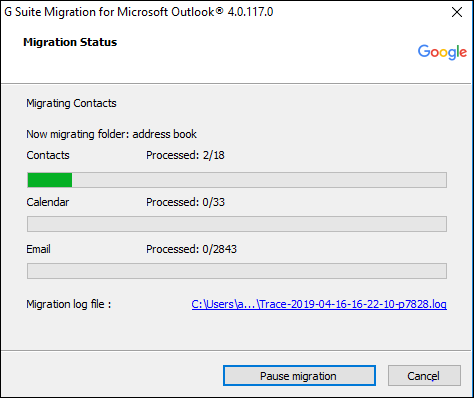 migration status is shown