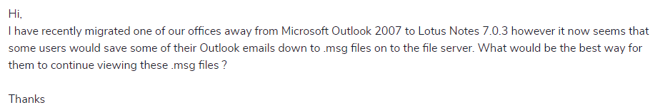 msg to lotus notes