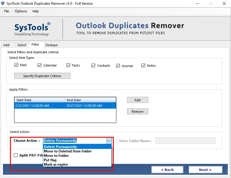 delete duplicates in outlook