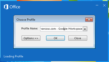 choose outlook profile