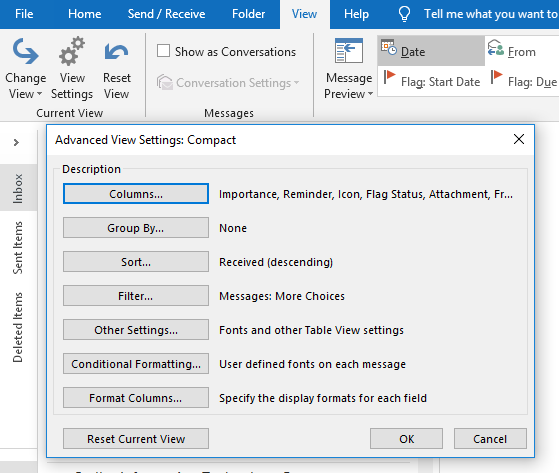 Advance View Settings