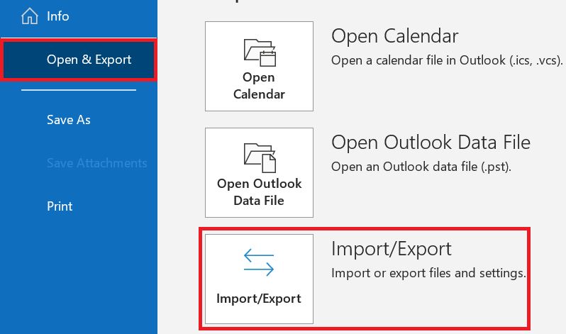 go to the file then open and export and import and export