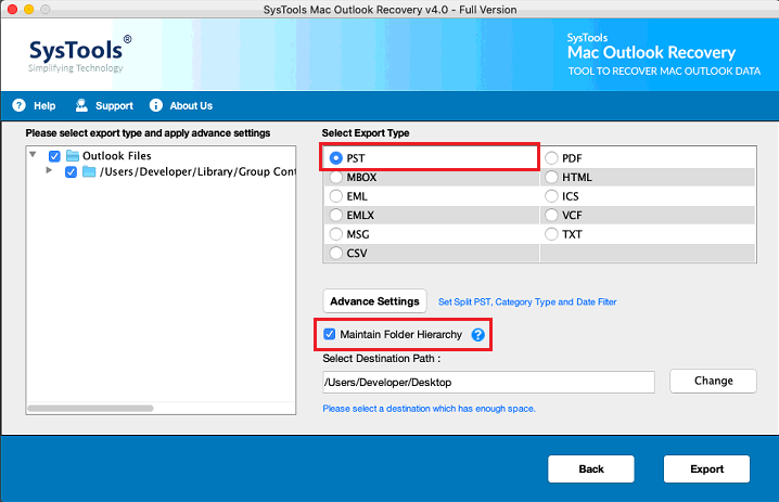 Export Options