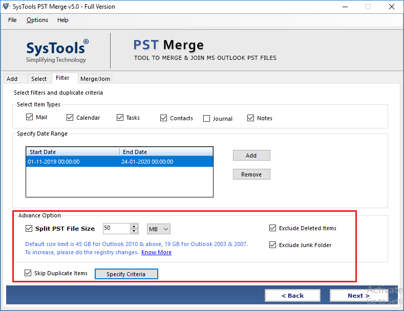 consolidate multiple pst files